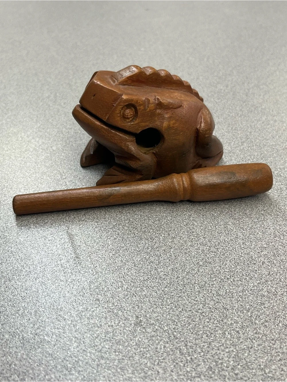 Hand Carved Wooden Frog Guiro Percussion Instrument Thailand w/ Striker